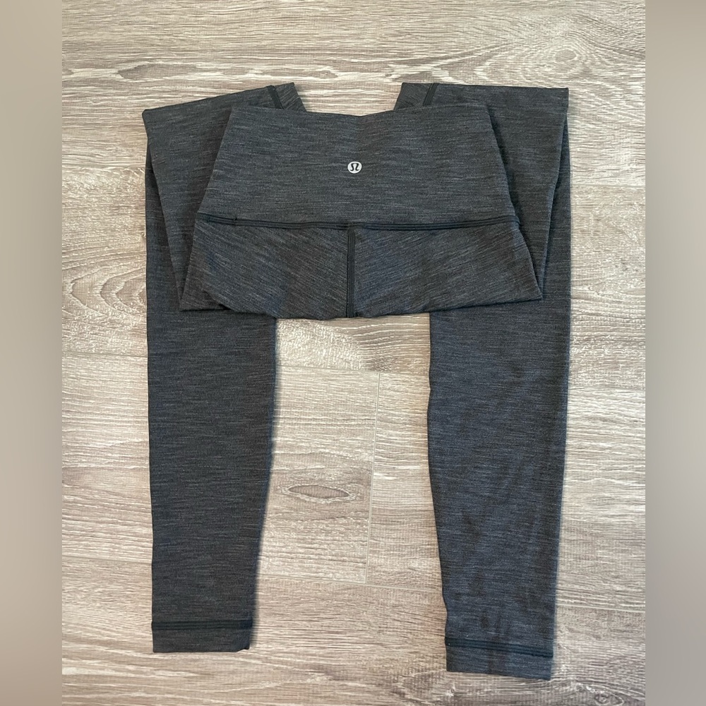Lululemon Wunder Under Leggings Heathered Graphite Grey - Size 2